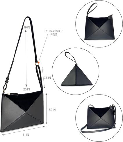 crossbody bag for women, multipurpose leather handbags and shoulder bags, women's detachable strap pyramid clutch bag in Saudi Arabia