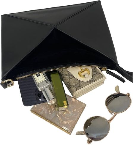 crossbody bag for women, multipurpose leather handbags and shoulder bags, women's detachable strap pyramid clutch bag in Saudi Arabia