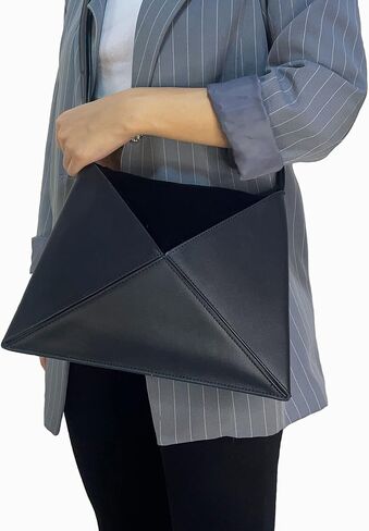 crossbody bag for women, multipurpose leather handbags and shoulder bags, women's detachable strap pyramid clutch bag in Saudi Arabia