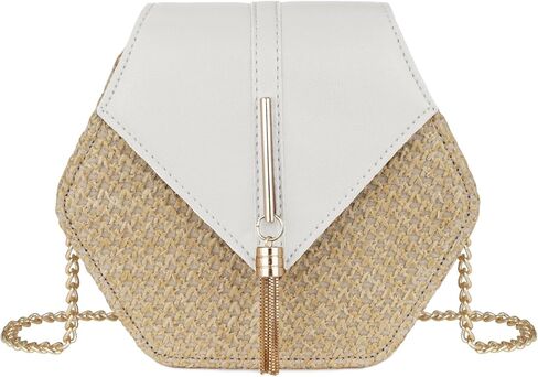 Straw Crossbody Bag for Women Cute Shoulder Handbag Summer Beach Bag Purse with Tassel in Saudi Arabia