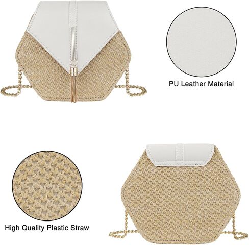 Straw Crossbody Bag for Women Cute Shoulder Handbag Summer Beach Bag Purse with Tassel in Saudi Arabia