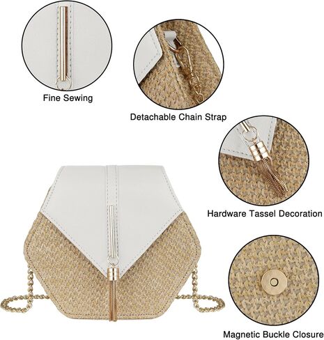 Straw Crossbody Bag for Women Cute Shoulder Handbag Summer Beach Bag Purse with Tassel in Saudi Arabia