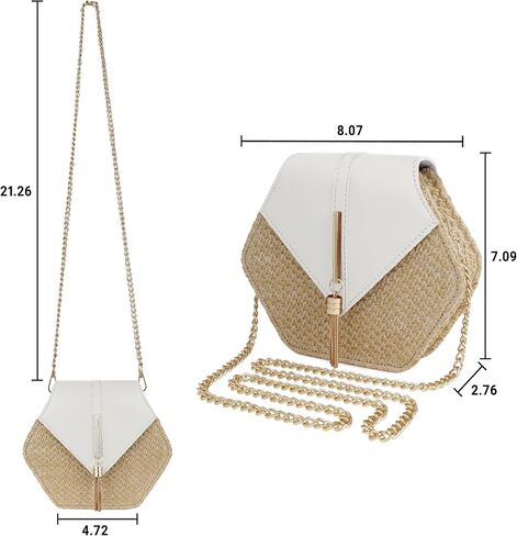Straw Crossbody Bag for Women Cute Shoulder Handbag Summer Beach Bag Purse with Tassel in Saudi Arabia