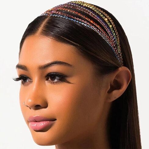Layered Head Chain Rhinestone Hair Jewelry Elastic Headpiece Wedding Crystal Bridal Prom Costume Headband for Women and Girls in Saudi Arabia
