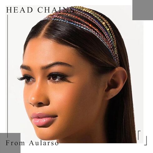 Layered Head Chain Rhinestone Hair Jewelry Elastic Headpiece Wedding Crystal Bridal Prom Costume Headband for Women and Girls in Saudi Arabia