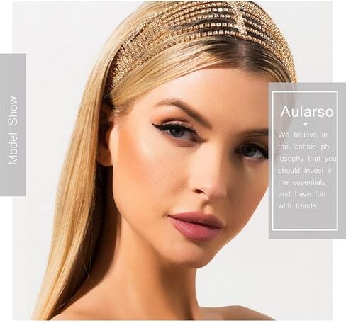 Layered Head Chain Rhinestone Hair Jewelry Elastic Headpiece Wedding Crystal Bridal Prom Costume Headband for Women and Girls in Kuwait