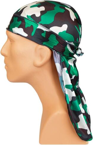 Silky Durag Royal Silky Collection Ultra Stretch Green and White Camo in Saudi Arabia