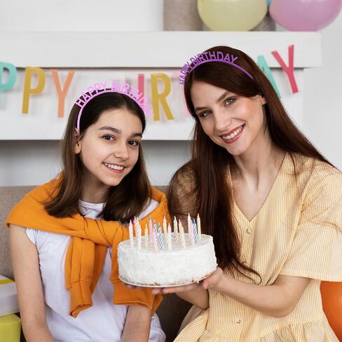 6 Pcs Birthday Headband for Women Candy Color Happy Birthday Headbands with Teeth Birthday Crowns Hard Base Plastic Headbands Plastic Hair Hoops Bands Clasps Party Decoration Crown Hair Holder in Kuwait