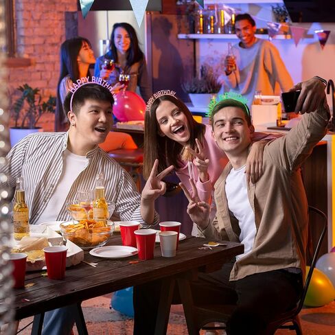 6 Pcs Birthday Headband for Women Candy Color Happy Birthday Headbands with Teeth Birthday Crowns Hard Base Plastic Headbands Plastic Hair Hoops Bands Clasps Party Decoration Crown Hair Holder in Kuwait