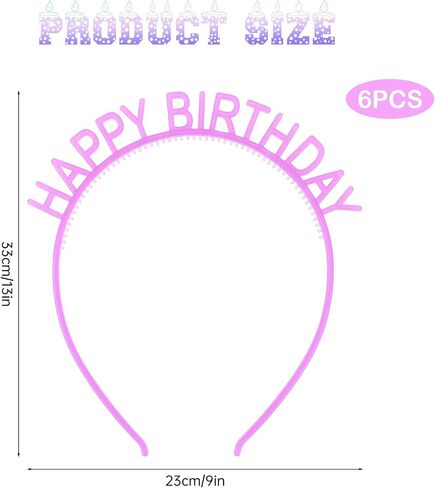 6 Pcs Birthday Headband for Women Candy Color Happy Birthday Headbands with Teeth Birthday Crowns Hard Base Plastic Headbands Plastic Hair Hoops Bands Clasps Party Decoration Crown Hair Holder in Kuwait