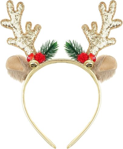 Christmas Headbands Glitter Reindeer Antlers Headbands for Adults Kids Party Costume Accessory in Saudi Arabia