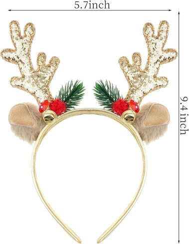 Christmas Headbands Glitter Reindeer Antlers Headbands for Adults Kids Party Costume Accessory in Saudi Arabia