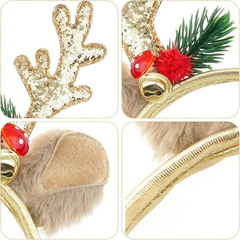 Christmas Headbands Glitter Reindeer Antlers Headbands for Adults Kids Party Costume Accessory in Saudi Arabia
