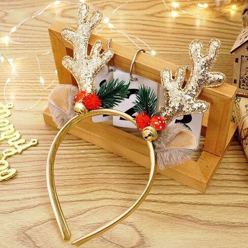 Christmas Headbands Glitter Reindeer Antlers Headbands for Adults Kids Party Costume Accessory in Saudi Arabia