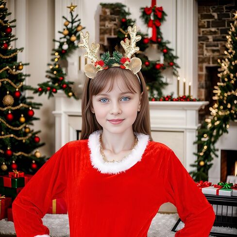 Christmas Headbands Glitter Reindeer Antlers Headbands for Adults Kids Party Costume Accessory in Saudi Arabia