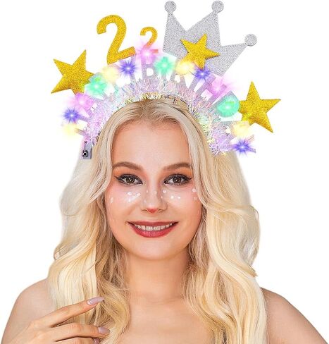 DRESBE Light Up Birthday Headband LED Happy Birthday Headbands 22nd Birthday Party Favors Hair Accessories for Women in Saudi Arabia