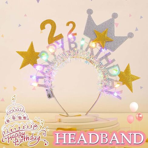 DRESBE Light Up Birthday Headband LED Happy Birthday Headbands 22nd Birthday Party Favors Hair Accessories for Women in Saudi Arabia