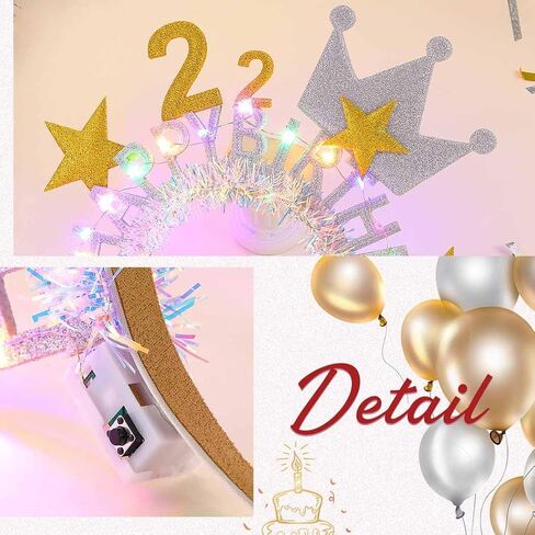 DRESBE Light Up Birthday Headband LED Happy Birthday Headbands 22nd Birthday Party Favors Hair Accessories for Women in Saudi Arabia