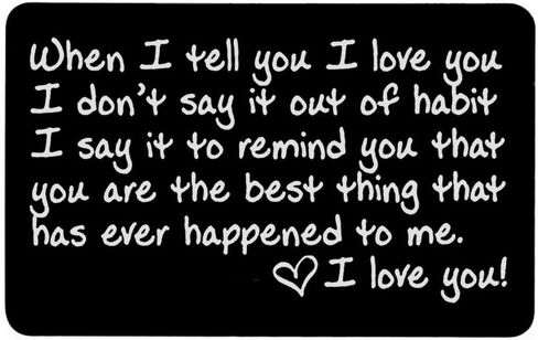 Laser Engraved Aluminum Wallet Love Note Insert(When I tell you I love you), Mini Love Note Idea, Romantic Gift for Him, Perfect for Anniversaries,Love Message, Groom's Gift For Him, Husband Gift in Saudi Arabia