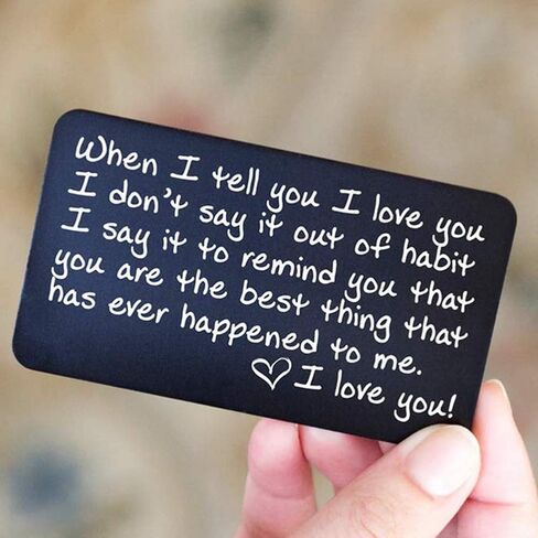 Laser Engraved Aluminum Wallet Love Note Insert(When I tell you I love you), Mini Love Note Idea, Romantic Gift for Him, Perfect for Anniversaries,Love Message, Groom's Gift For Him, Husband Gift in Saudi Arabia