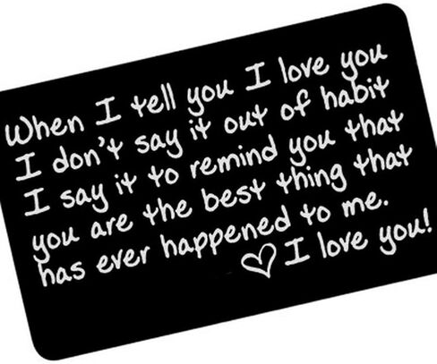 Laser Engraved Aluminum Wallet Love Note Insert(When I tell you I love you), Mini Love Note Idea, Romantic Gift for Him, Perfect for Anniversaries,Love Message, Groom's Gift For Him, Husband Gift in Saudi Arabia