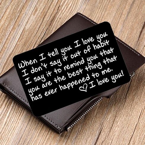 Laser Engraved Aluminum Wallet Love Note Insert(When I tell you I love you), Mini Love Note Idea, Romantic Gift for Him, Perfect for Anniversaries,Love Message, Groom's Gift For Him, Husband Gift in Saudi Arabia