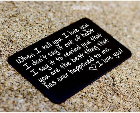 Laser Engraved Aluminum Wallet Love Note Insert(When I tell you I love you), Mini Love Note Idea, Romantic Gift for Him, Perfect for Anniversaries,Love Message, Groom's Gift For Him, Husband Gift in Saudi Arabia