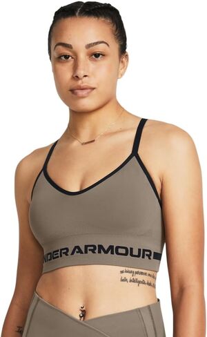 Under Armour Women's Seamless Low Impact Long Sports Bra, (200) Taupe Dusk / / Black, Medium in Saudi Arabia