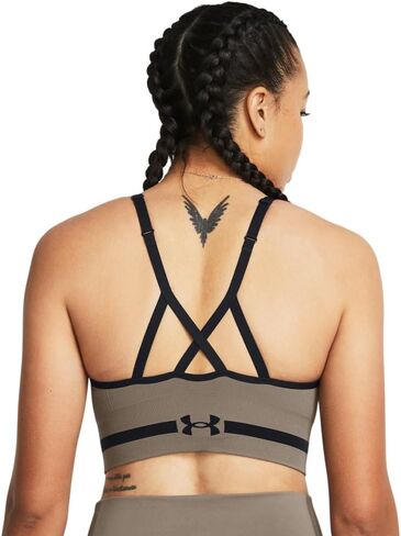 Under Armour Women's Seamless Low Impact Long Sports Bra, (200) Taupe Dusk / / Black, Medium in Saudi Arabia
