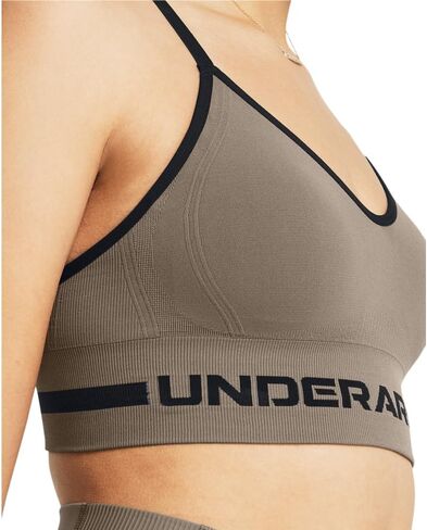 Under Armour Women's Seamless Low Impact Long Sports Bra, (200) Taupe Dusk / / Black, Medium in Saudi Arabia