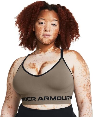 Under Armour Women's Seamless Low Impact Long Sports Bra, (200) Taupe Dusk / / Black, Medium in Saudi Arabia