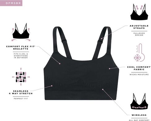 Bali Women's Modern Seamless Bralette, Pullover Wireless Bralette with Adjustable Straps in Saudi Arabia