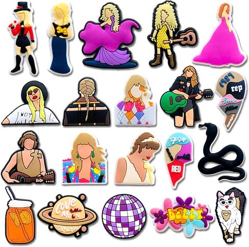 20PCS Singer Shoe Charms Fits for Croc Clog Sandals Shoes Decoration, Fashion Singer Accessories Charms for Girl Women Party Favor Gifts in Kuwait