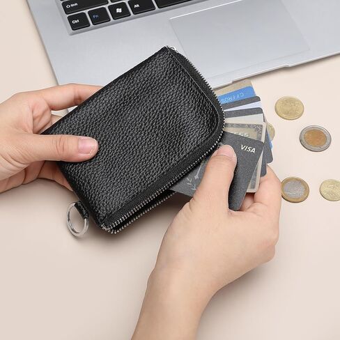 Bagwise المرأة عملة محفظة كيرينغ حامل عملة الحقيبة الصغيرة محفظة جلد طبيعي حامل بطاقة الائتمان حامل عملة معدنية لتغيير محفظة السيارة حامل عملات معدنية للرجال النساء (أسود) in Kuwait