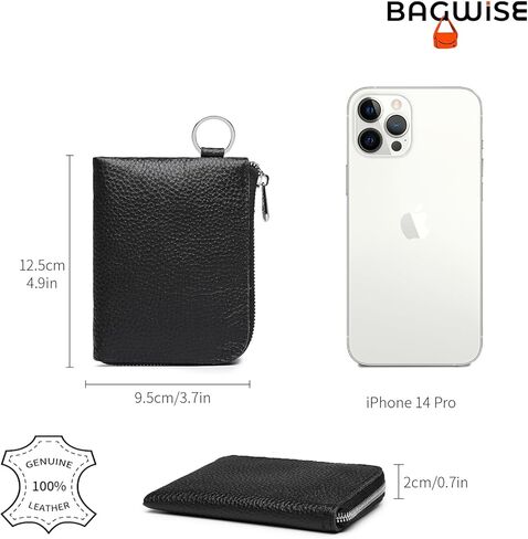 Bagwise المرأة عملة محفظة كيرينغ حامل عملة الحقيبة الصغيرة محفظة جلد طبيعي حامل بطاقة الائتمان حامل عملة معدنية لتغيير محفظة السيارة حامل عملات معدنية للرجال النساء (أسود) in Kuwait