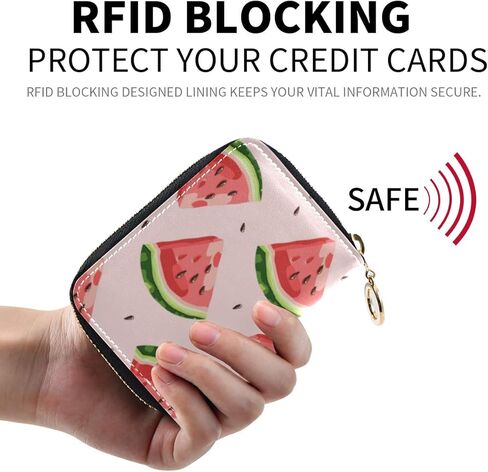 حافظة حامل بطاقات الائتمان RFID جميلة للطيور الطنانة والزهور الغريبة من الجلد مطبوعة بسحاب حافظة بطاقات للنساء والفتيات in Kuwait