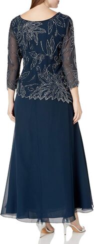 J Kara Women's Plus Size 3/4 Sleeve Scallop Edge Bodice Mock Flare Dress in Kuwait