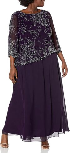 J Kara Women's Plus Size 3/4 Sleeve Scallop Edge Bodice Mock Flare Dress in Saudi Arabia