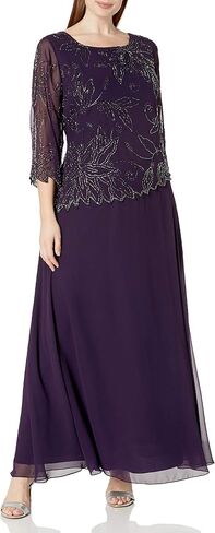 J Kara Women's Plus Size 3/4 Sleeve Scallop Edge Bodice Mock Flare Dress in Saudi Arabia