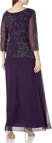 J Kara Women's Plus Size 3/4 Sleeve Scallop Edge Bodice Mock Flare Dress in Saudi Arabia
