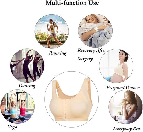 حمالة صدر رياضية لاسلكية للنساء بعد العمليات الجراحية وإغلاق أمامي، حمالة صدر مريحة مع أشرطة قابلة للتعديل in Kuwait