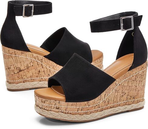 صنادل صيفية نسائية من LAICIGO بمقدمة مفتوحة ونعل عريض بكعب عريض وإبزيم للكاحل in Kuwait