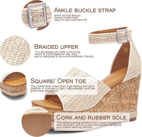 صنادل صيفية نسائية من LAICIGO بمقدمة مفتوحة ونعل عريض بكعب عريض وإبزيم للكاحل in Kuwait