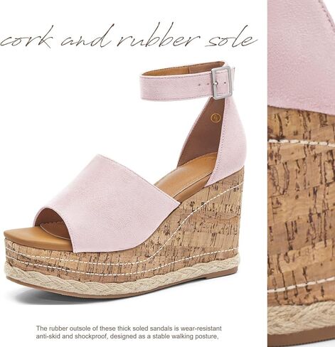 صنادل صيفية نسائية من LAICIGO بمقدمة مفتوحة ونعل عريض بكعب عريض وإبزيم للكاحل in Kuwait