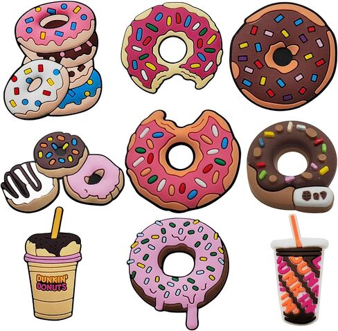 MQXKJHH 9PCS Donuts Charms for Clog Shoes Decoration,Beverage Cake Charms Accessories for Kids Girl Party Gift in Saudi Arabia