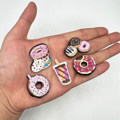 MQXKJHH 9PCS Donuts Charms for Clog Shoes Decoration,Beverage Cake Charms Accessories for Kids Girl Party Gift in Saudi Arabia