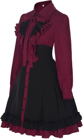Etergarment Women's Long Sleeves Gothic Dress, Bodycon Goth Lolita Dresses(Size:Small) Red in Saudi Arabia
