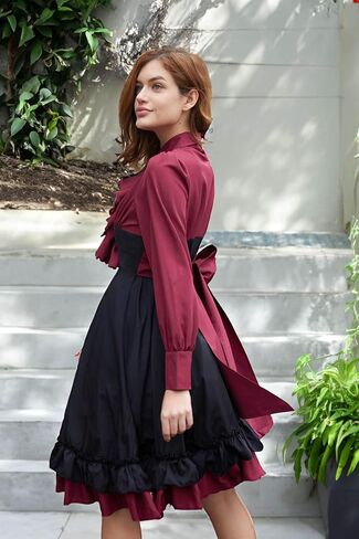 Etergarment Women's Long Sleeves Gothic Dress, Bodycon Goth Lolita Dresses(Size:Small) Red in Saudi Arabia