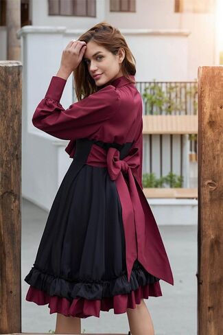 Etergarment Women's Long Sleeves Gothic Dress, Bodycon Goth Lolita Dresses(Size:Small) Red in Saudi Arabia