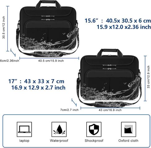 Alfheim 15.6-17 inch Laptop Bag, Waterproof Protective Adjustable Strap Business Briefcase Messenger Bag in Kuwait